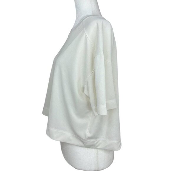 Everlane Women’s White Recycled Polyester Box-Cut Crew Neck Crop Top Tee L/C43 - Picture 3 of 10